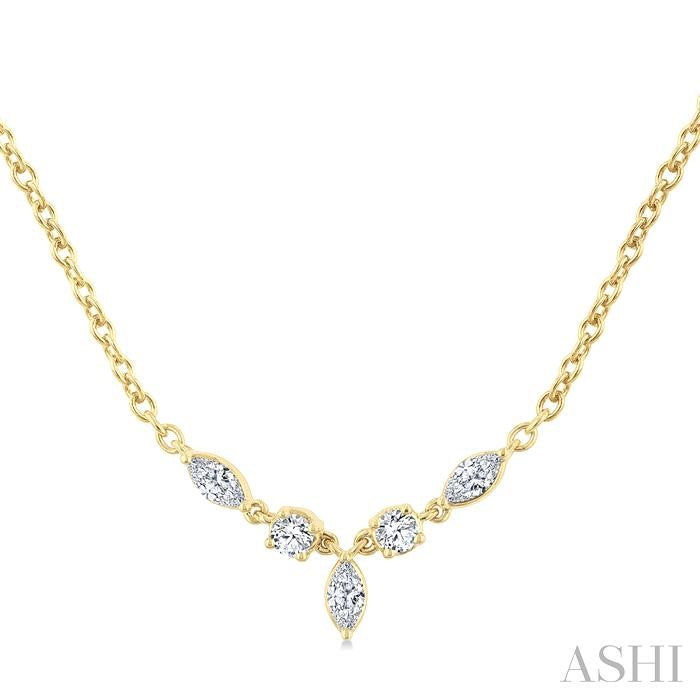 ASHI Marquise & Round Shape Diamond Fashion Necklace 986YUPPFGNKYG