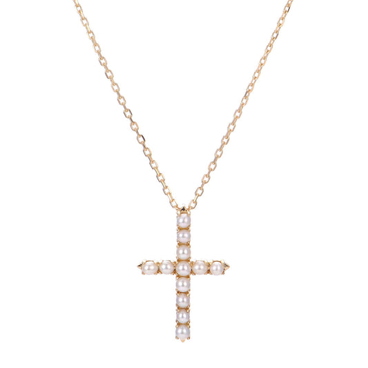 Parkplace Pearls 14KT Yellow Gold Freshwater Pearl Cross Pendant 987126/FW18