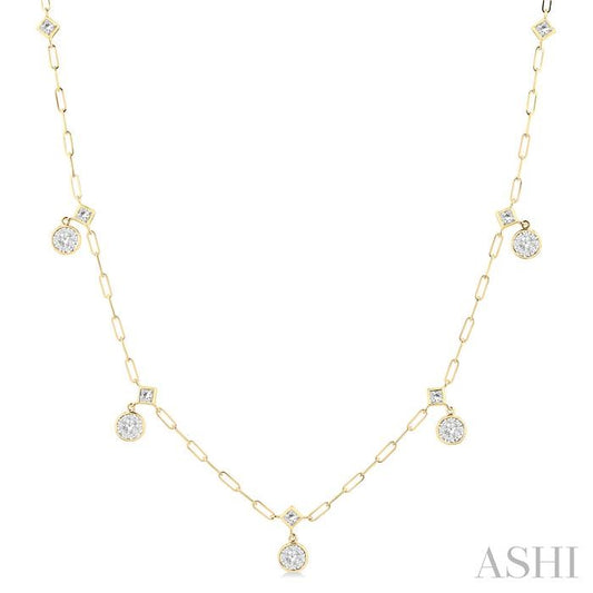 ASHI Lovebright Diamond Paperclip Station Necklace 988SVPPFGNKYW