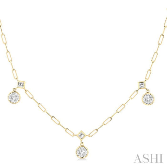 ASHI Lovebright Diamond Paperclip Station Necklace 988SVPPFGNKYW