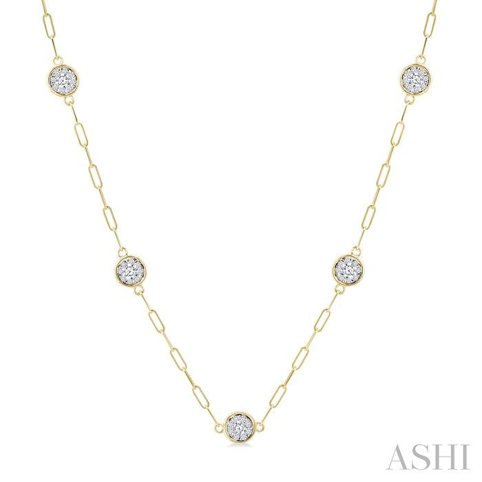 ASHI Lovebright Diamond Paperclip Station Necklace 989S1PPFGNKYW