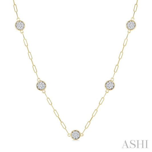 ASHI Lovebright Diamond Paperclip Station Necklace 989S1PPFGNKYW