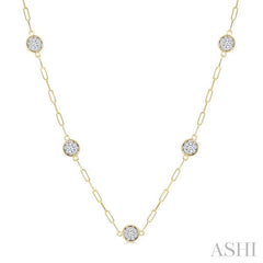 ASHI Lovebright Diamond Paperclip Station Necklace 989S1PPFGNKYW