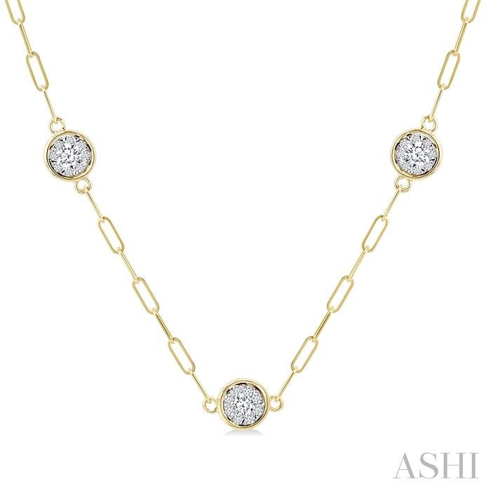 ASHI Lovebright Diamond Paperclip Station Necklace 989S1PPFGNKYW