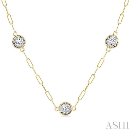 ASHI Lovebright Diamond Paperclip Station Necklace 989S1PPFGNKYW