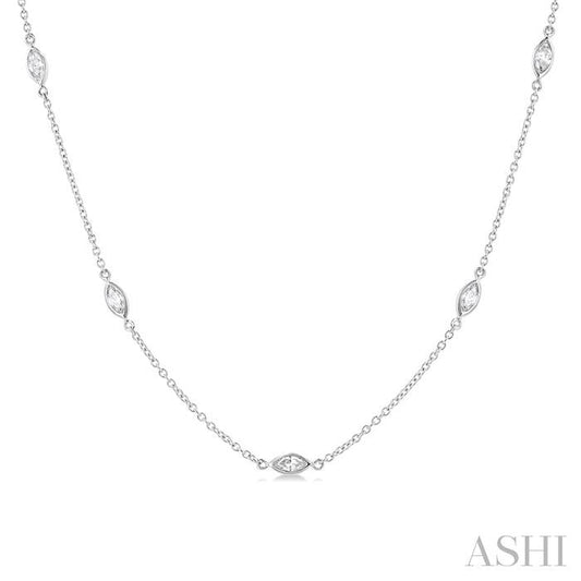 ASHI Marquise Shape Diamond Station Necklace 990A1PPFGNKWG-MQ