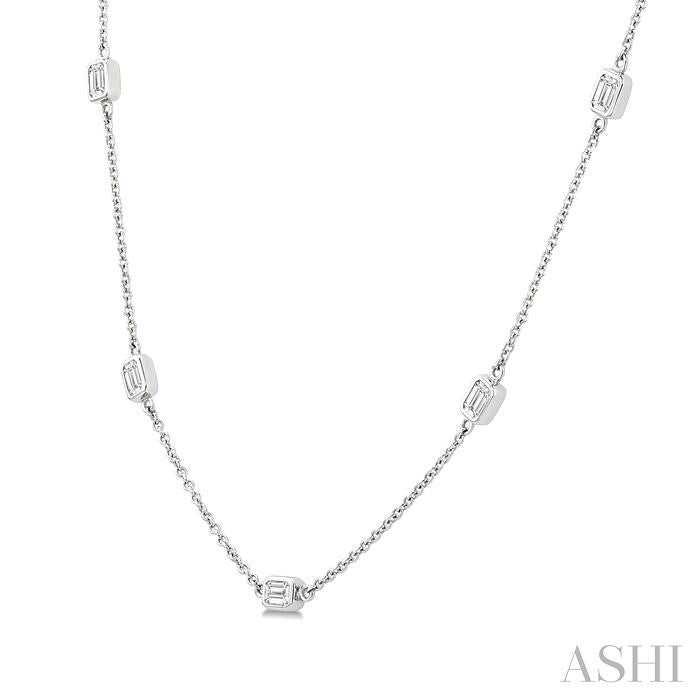 ASHI Emerald Shape Diamond Station Necklace 990A1PPFGNKWG-OC-1.5