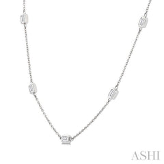 ASHI Emerald Shape Diamond Station Necklace 990A1PPFGNKWG-OC-1.5