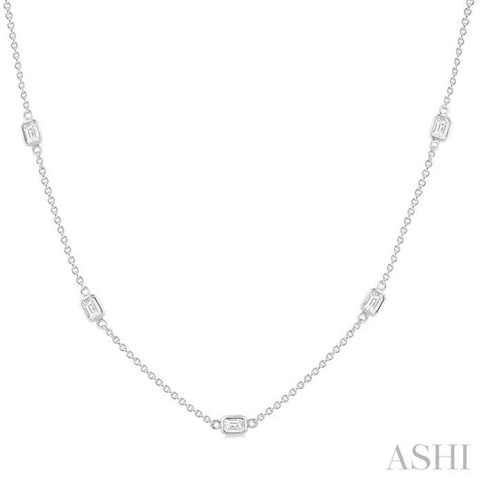 ASHI Emerald Shape Diamond Station Necklace 990A1PPFGNKWG-OC-1.5