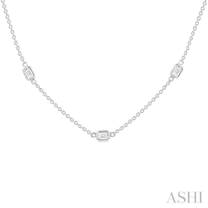ASHI Emerald Shape Diamond Station Necklace 990A1PPFGNKWG-OC-1.5