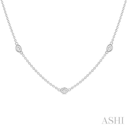 ASHI Oval Shape Diamond Station Necklace 990A1PPFGNKWG-OV