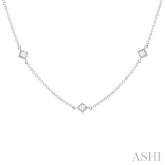 ASHI Princess Shape Diamond Station Necklace 990A1PPFGNKWG-PRN