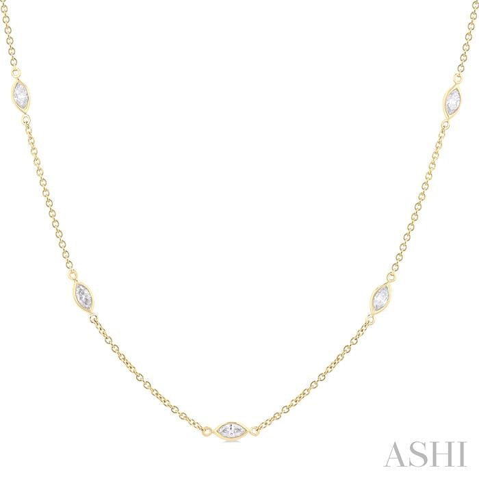 ASHI Marquise Shape Diamond Station Necklace 990A1PPFGNKYG-MQ-1.5