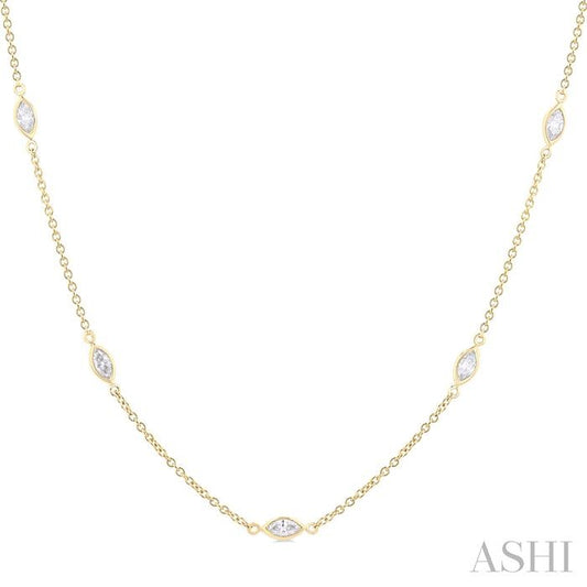 ASHI Marquise Shape Diamond Station Necklace 990A1PPFGNKYG-MQ-1.5