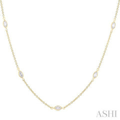 ASHI Marquise Shape Diamond Station Necklace 990A1PPFGNKYG-MQ-1.5
