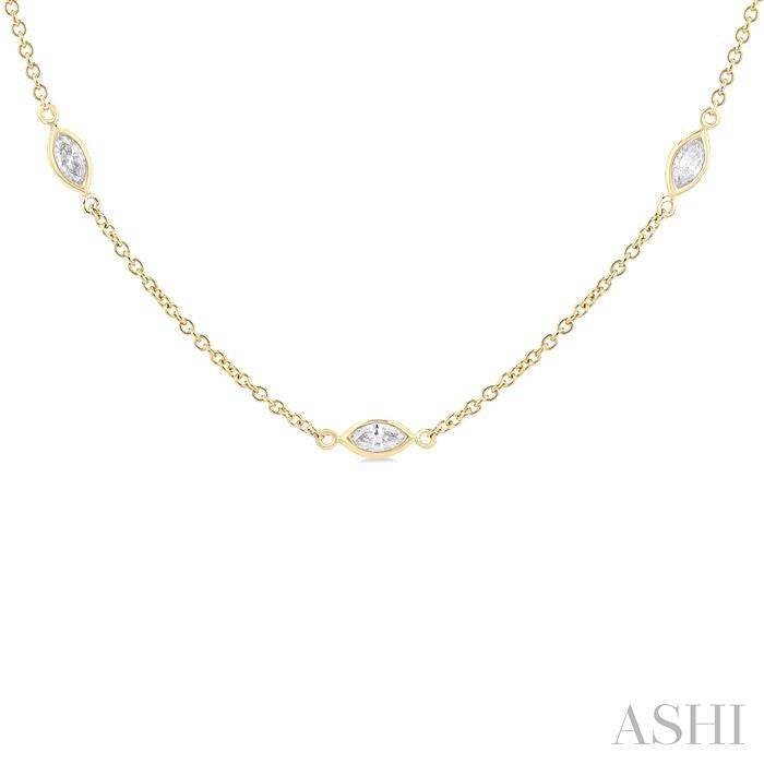 ASHI Marquise Shape Diamond Station Necklace 990A1PPFGNKYG-MQ-1.5