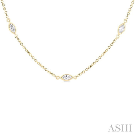 ASHI Marquise Shape Diamond Station Necklace 990A1PPFGNKYG-MQ-1.5