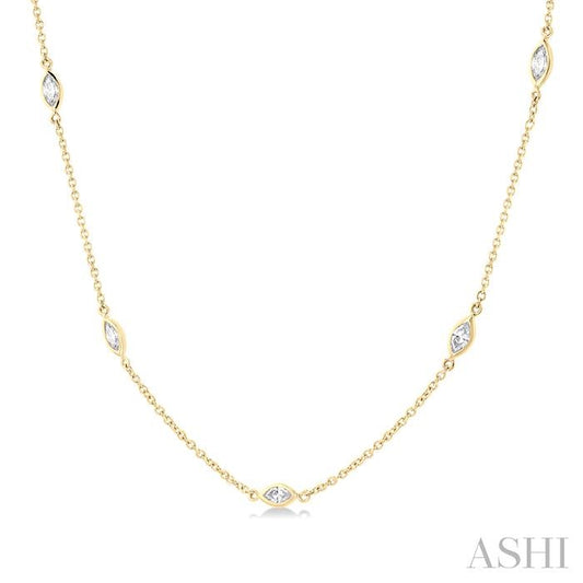 ASHI Marquise Shape Diamond Station Necklace 990A1PPFGNKYG-MQ