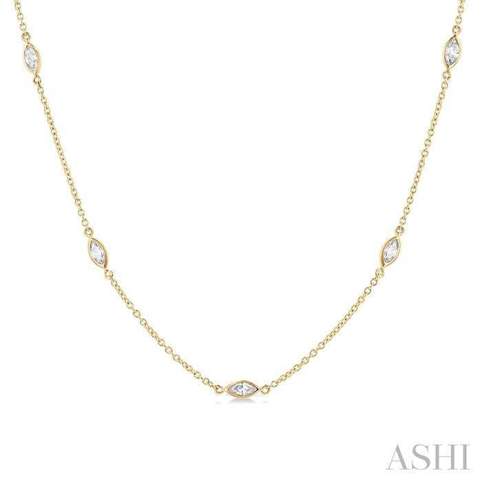 ASHI Marquise Shape Diamond Station Necklace 990A1PPFGNKYG-MQ