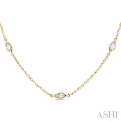 ASHI Marquise Shape Diamond Station Necklace 990A1PPFGNKYG-MQ