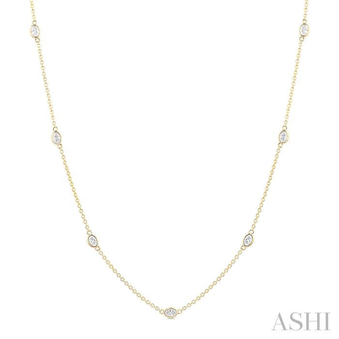 ASHI Oval Shape Diamond Station Necklace 990A1PPFGNKYG-OV