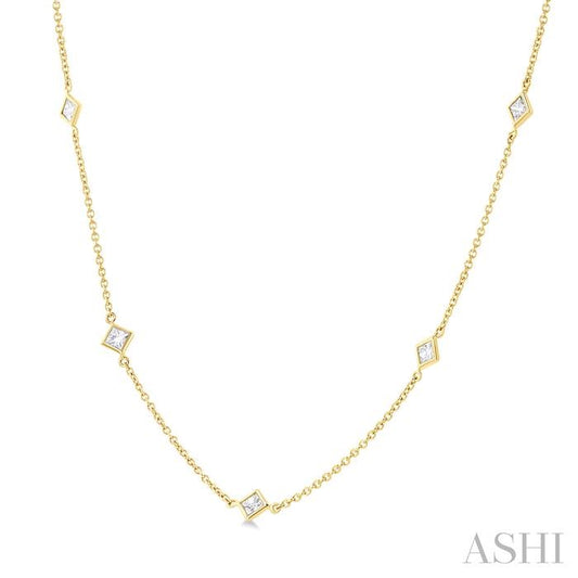 ASHI Princess Shape Diamond Station Necklace 990A1PPFGNKYG-PRN