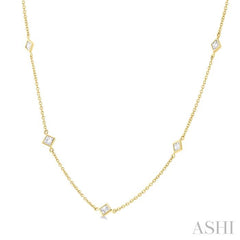 ASHI Princess Shape Diamond Station Necklace 990A1PPFGNKYG-PRN