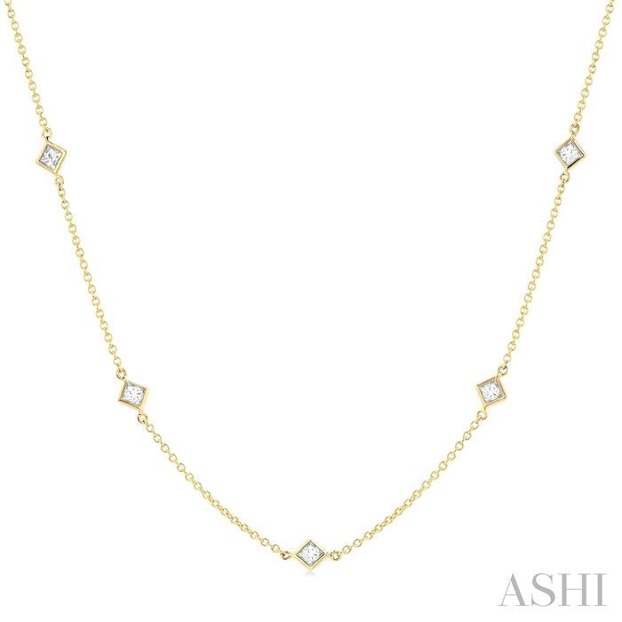ASHI Princess Shape Diamond Station Necklace 990A1PPFGNKYG-PRN