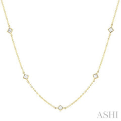 ASHI Princess Shape Diamond Station Necklace 990A1PPFGNKYG-PRN