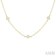 ASHI Princess Shape Diamond Station Necklace 990A1PPFGNKYG-PRN