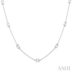 ASHI Emerald Shape Diamond Station Necklace 990A2PPFGNKWG-OC