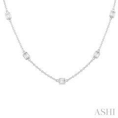 ASHI Emerald Shape Diamond Station Necklace 990A2PPFGNKWG-OC