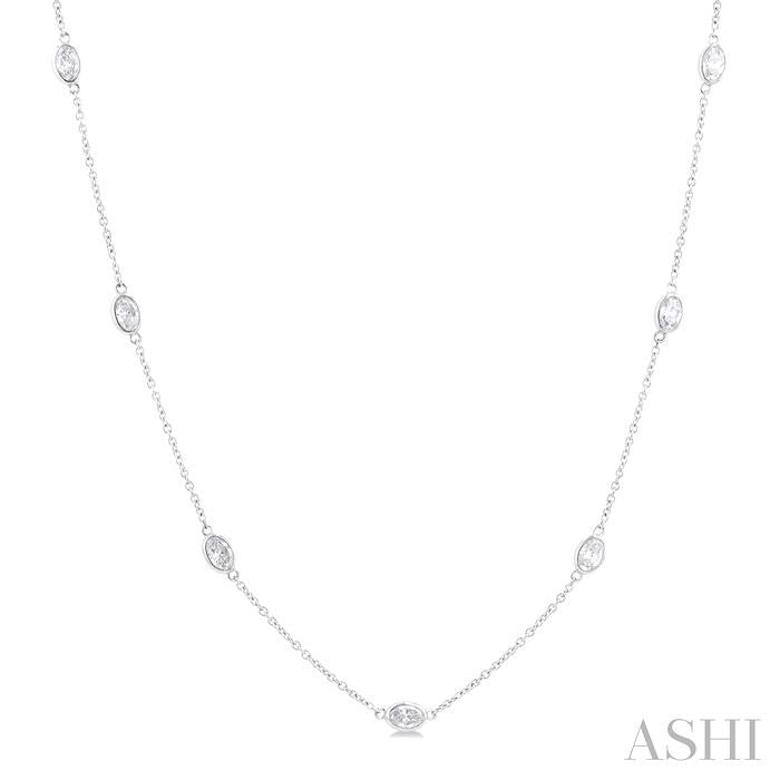 ASHI Oval Shape Diamond Station Necklace 990A2PPFGNKWG-OV