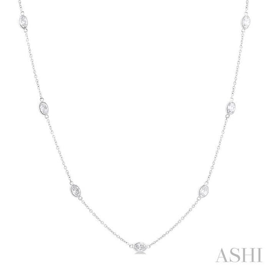 ASHI Oval Shape Diamond Station Necklace 990A2PPFGNKWG-OV