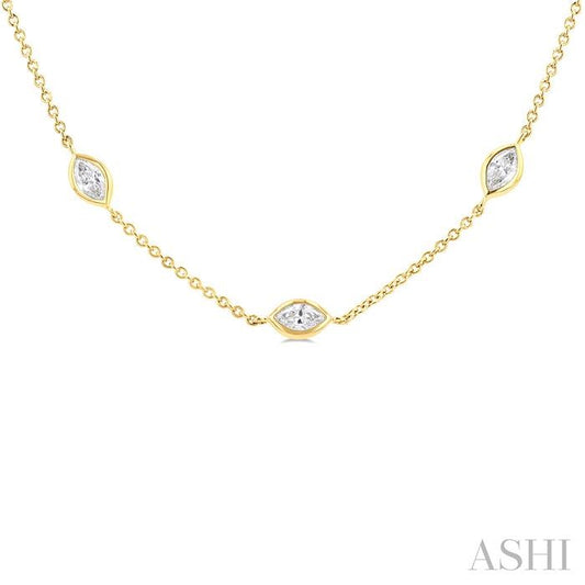 ASHI Marquise Shape Diamond Station Necklace 990A2PPFGNKYG-MQ