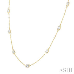 ASHI Emerald Shape Diamond Station Necklace 990A2PPFGNKYG-OC