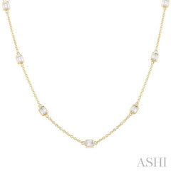 ASHI Emerald Shape Diamond Station Necklace 990A2PPFGNKYG-OC