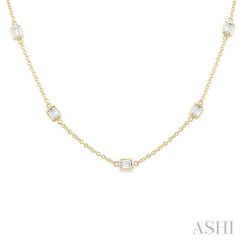 ASHI Emerald Shape Diamond Station Necklace 990A2PPFGNKYG-OC