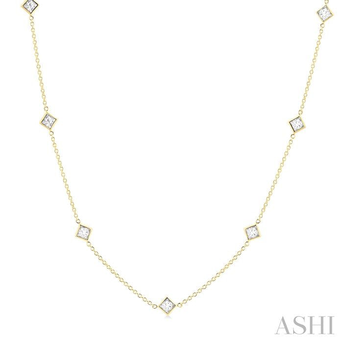 ASHI Princess Shape Diamond Station Necklace 990A2PPFGNKYG-PRN