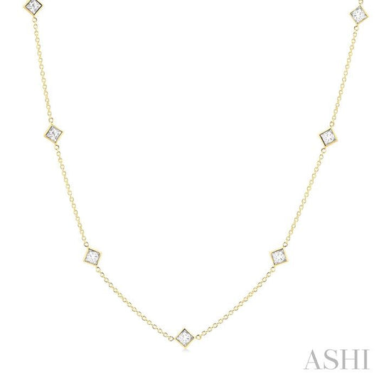 ASHI Princess Shape Diamond Station Necklace 990A2PPFGNKYG-PRN