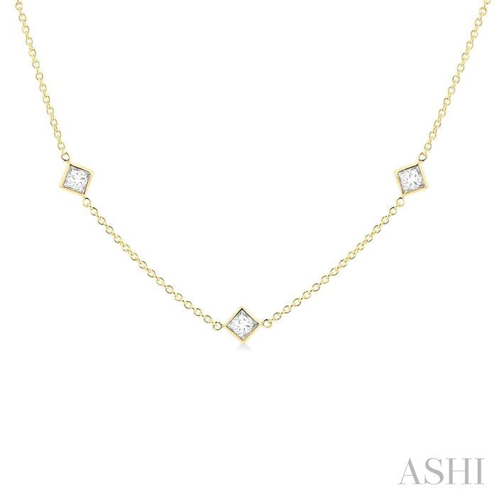 ASHI Princess Shape Diamond Station Necklace 990A2PPFGNKYG-PRN