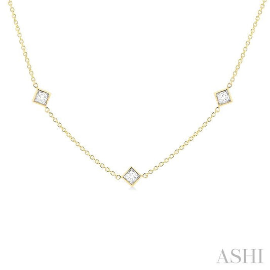 ASHI Princess Shape Diamond Station Necklace 990A2PPFGNKYG-PRN