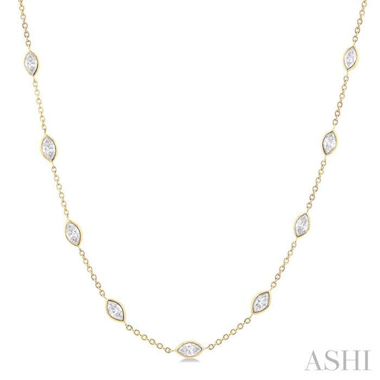 ASHI Marquise Shape Diamond Station Necklace 990A3PPFGNKYG-MQ