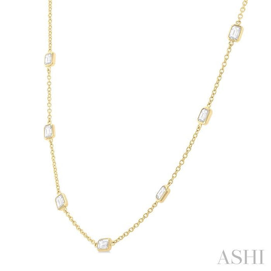 ASHI Emerald Shape Diamond Station Necklace 990A3PPFGNKYG-OC