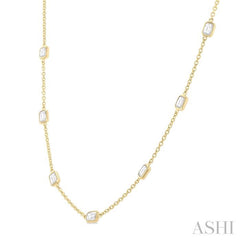 ASHI Emerald Shape Diamond Station Necklace 990A3PPFGNKYG-OC