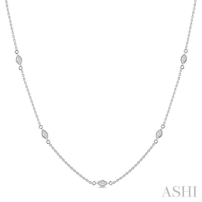 ASHI Marquise Shape Diamond Station Necklace 990AHPPFGNKWG-MQ