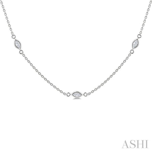 ASHI Marquise Shape Diamond Station Necklace 990AHPPFGNKWG-MQ