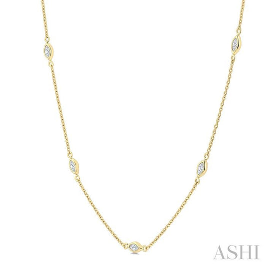 ASHI Marquise Shape Diamond Station Necklace 990AHPPFGNKYG-MQ