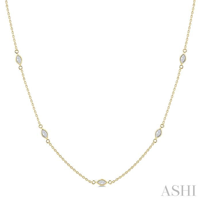 ASHI Marquise Shape Diamond Station Necklace 990AHPPFGNKYG-MQ