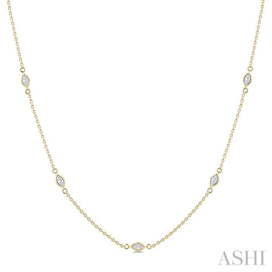 ASHI Marquise Shape Diamond Station Necklace 990AHPPFGNKYG-MQ